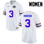 Women's Florida Gators #3 Antonio Morrison NCAA Nike White Authentic Stitched College Football Jersey ABS8062IG